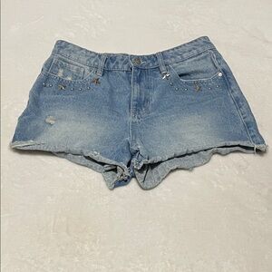 Austin Landing High Rise Star-Studded Distressed Denim Women's Shorts 7/28